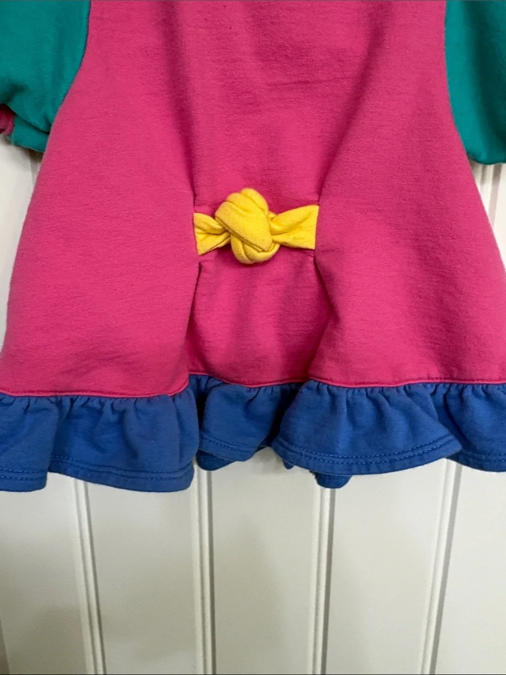 Vintage Gymboree Bright‎ Colorblock Ruffle Dress - Pink, Teal, Blue & Yellow